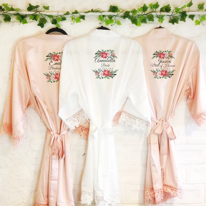 Christmas Lace Wedding Dressing Robe