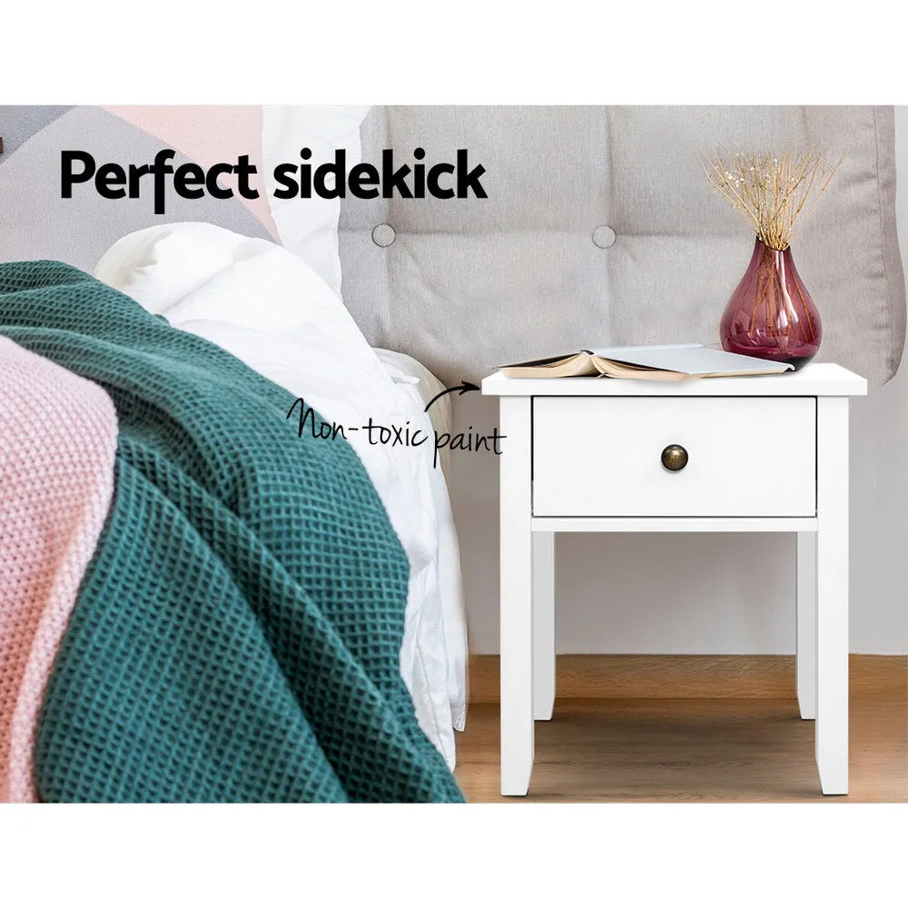 Classic Bedside Table With Drawer White