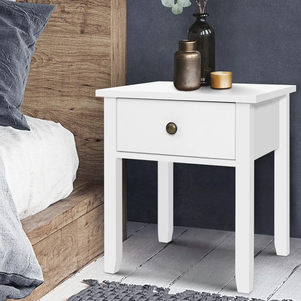 Classic Bedside Table With Drawer White