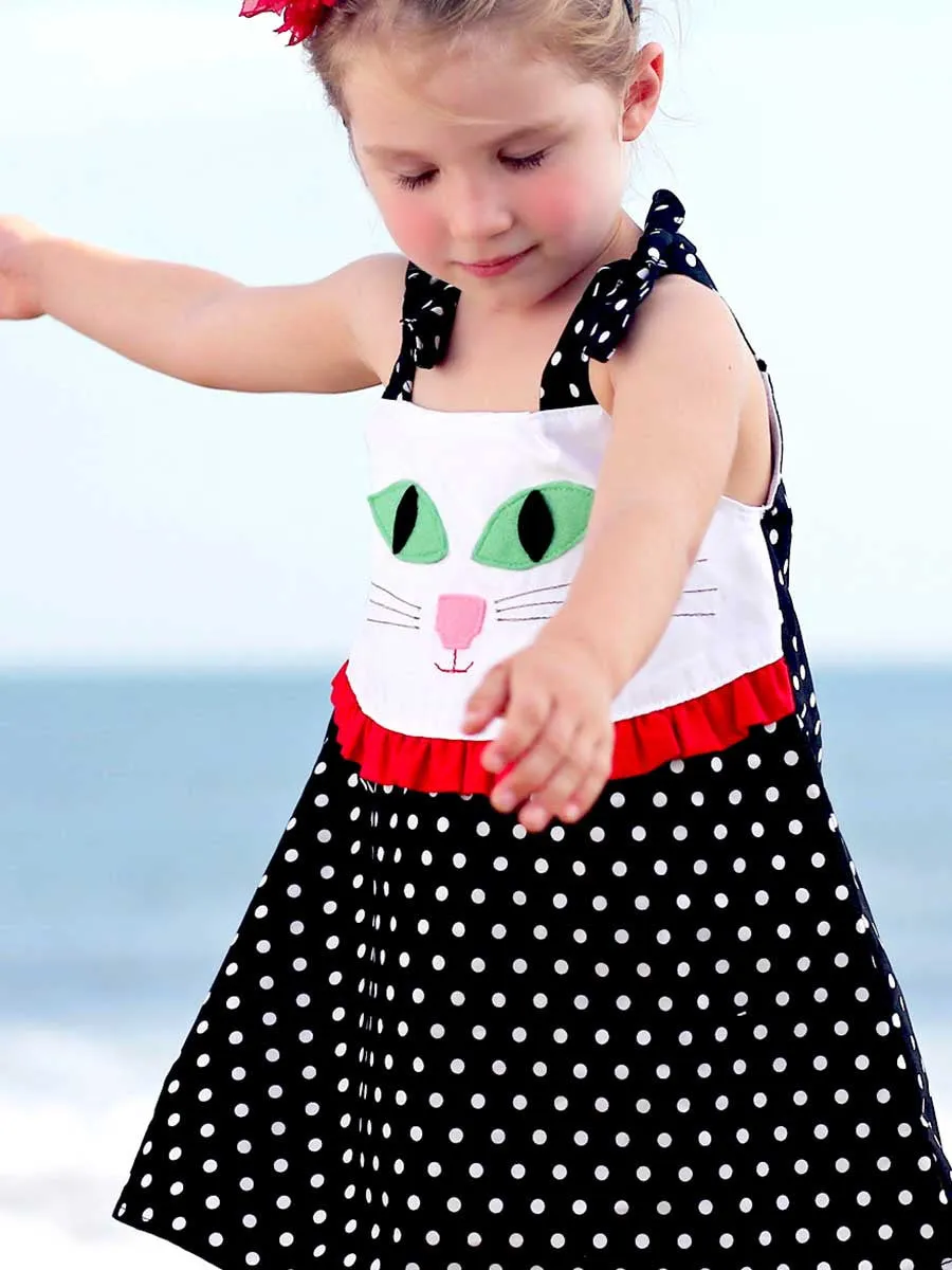 CLEO - Girls Dress Pattern with Cat Applique