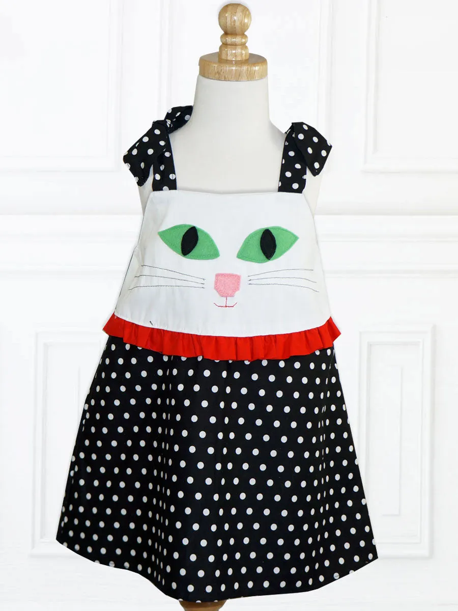 CLEO - Girls Dress Pattern with Cat Applique