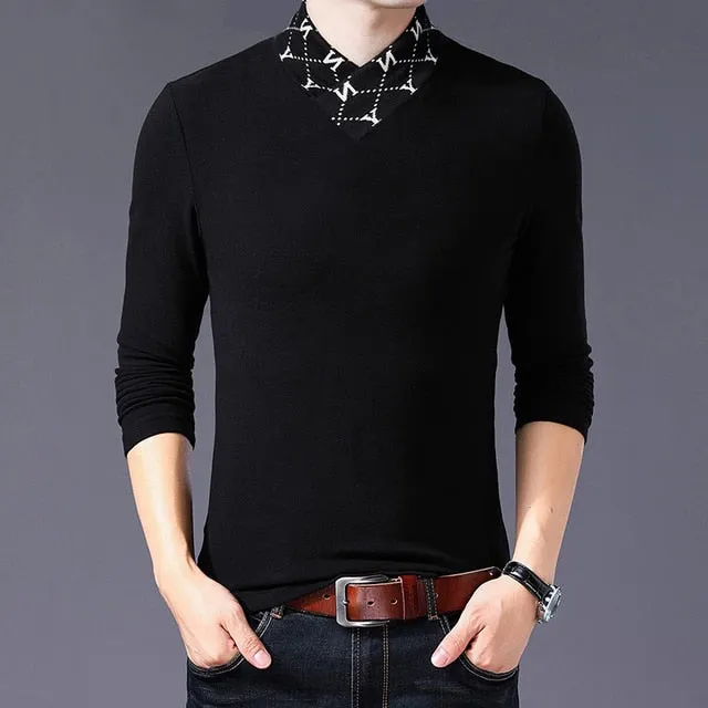 Collar Letter Turtleneck T-Shirt