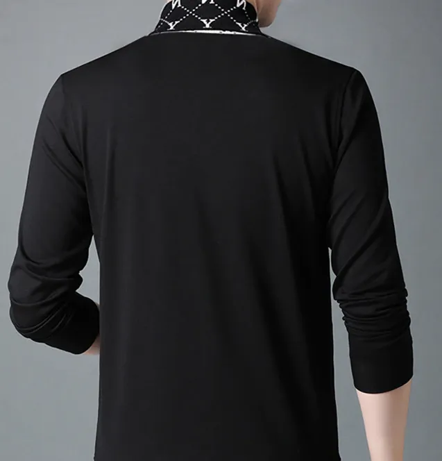 Collar Letter Turtleneck T-Shirt