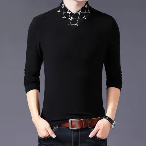 Collar Letter Turtleneck T-Shirt