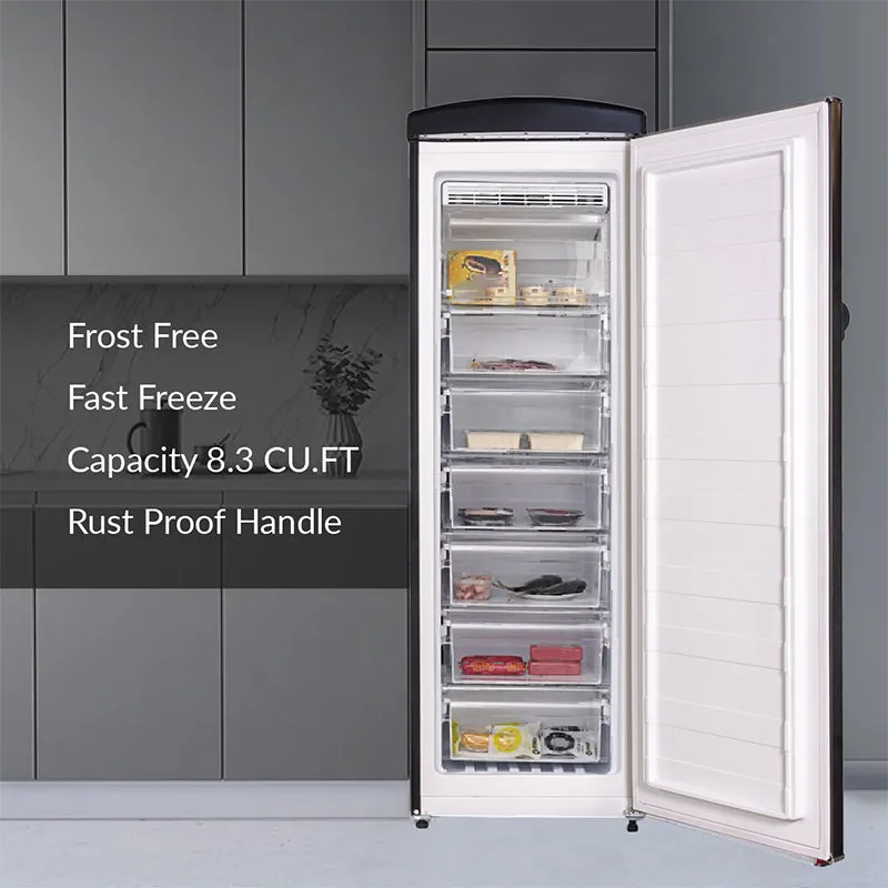 Conserv 8.3cf Classic Retro Upright Freezer Frost Free 24" 110V w/ 6 Drawers