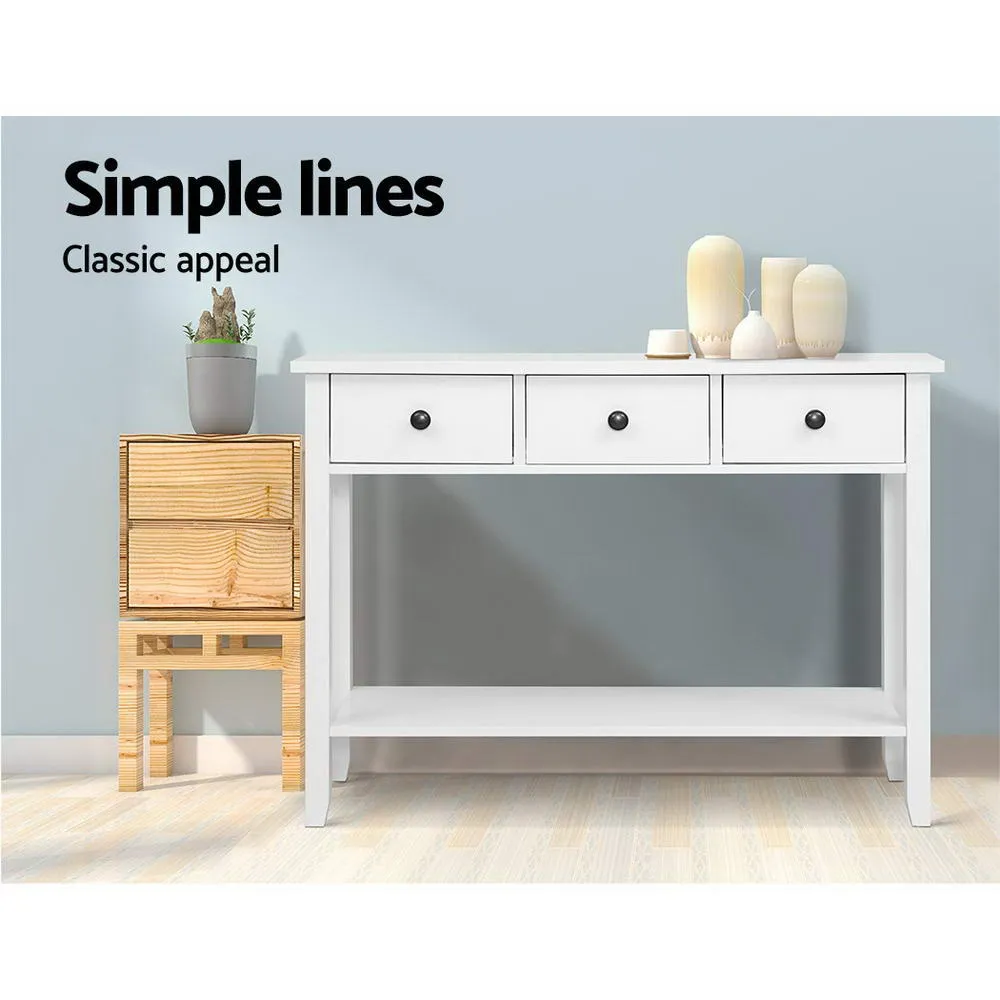 Console Table Entry Way Hallway Decor 3 Drawers Storage Desk White