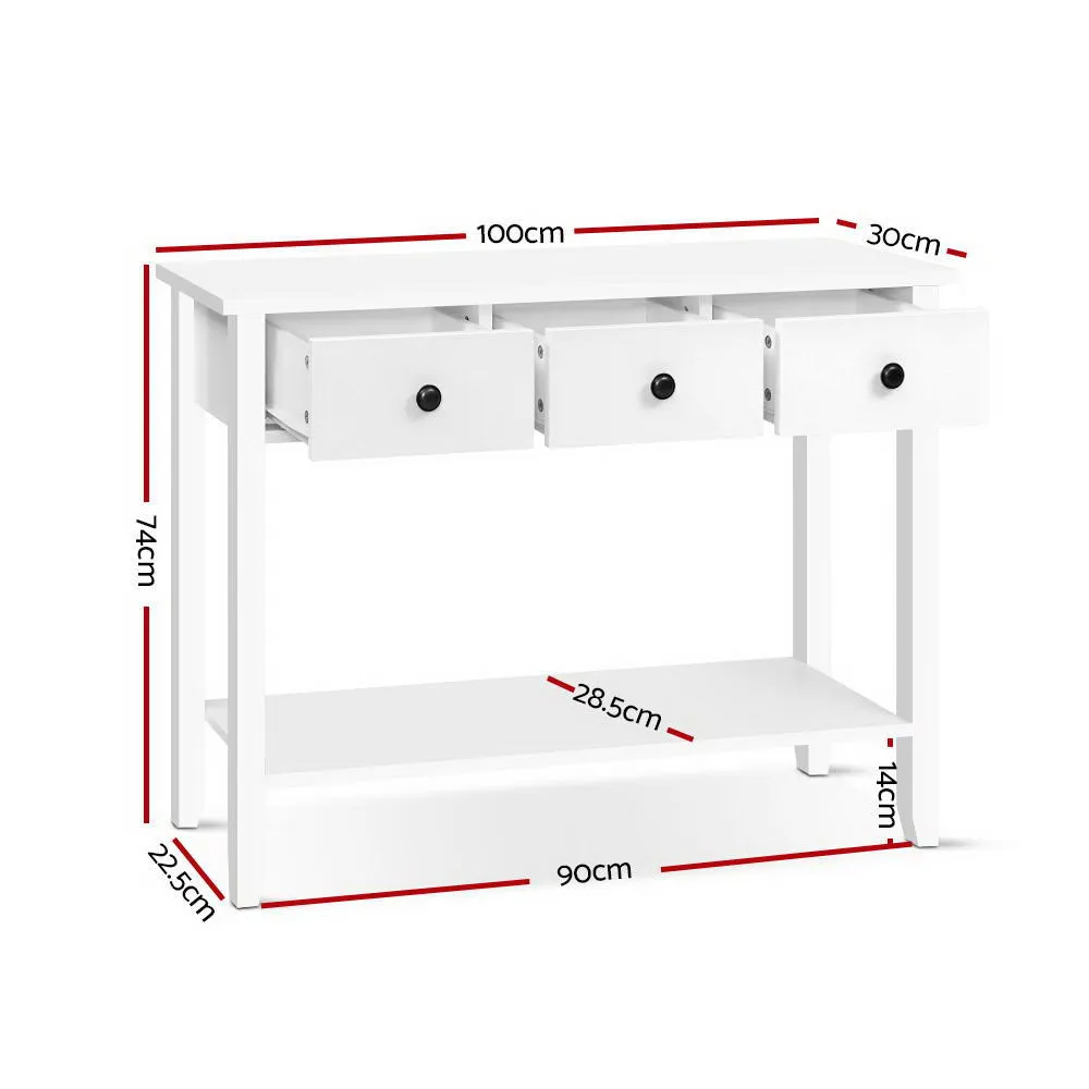 Console Table Entry Way Hallway Decor 3 Drawers Storage Desk White