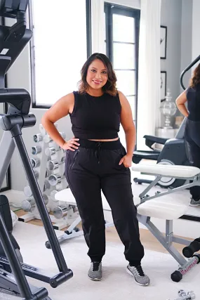 Cropped Tank Top with Ventilation Black