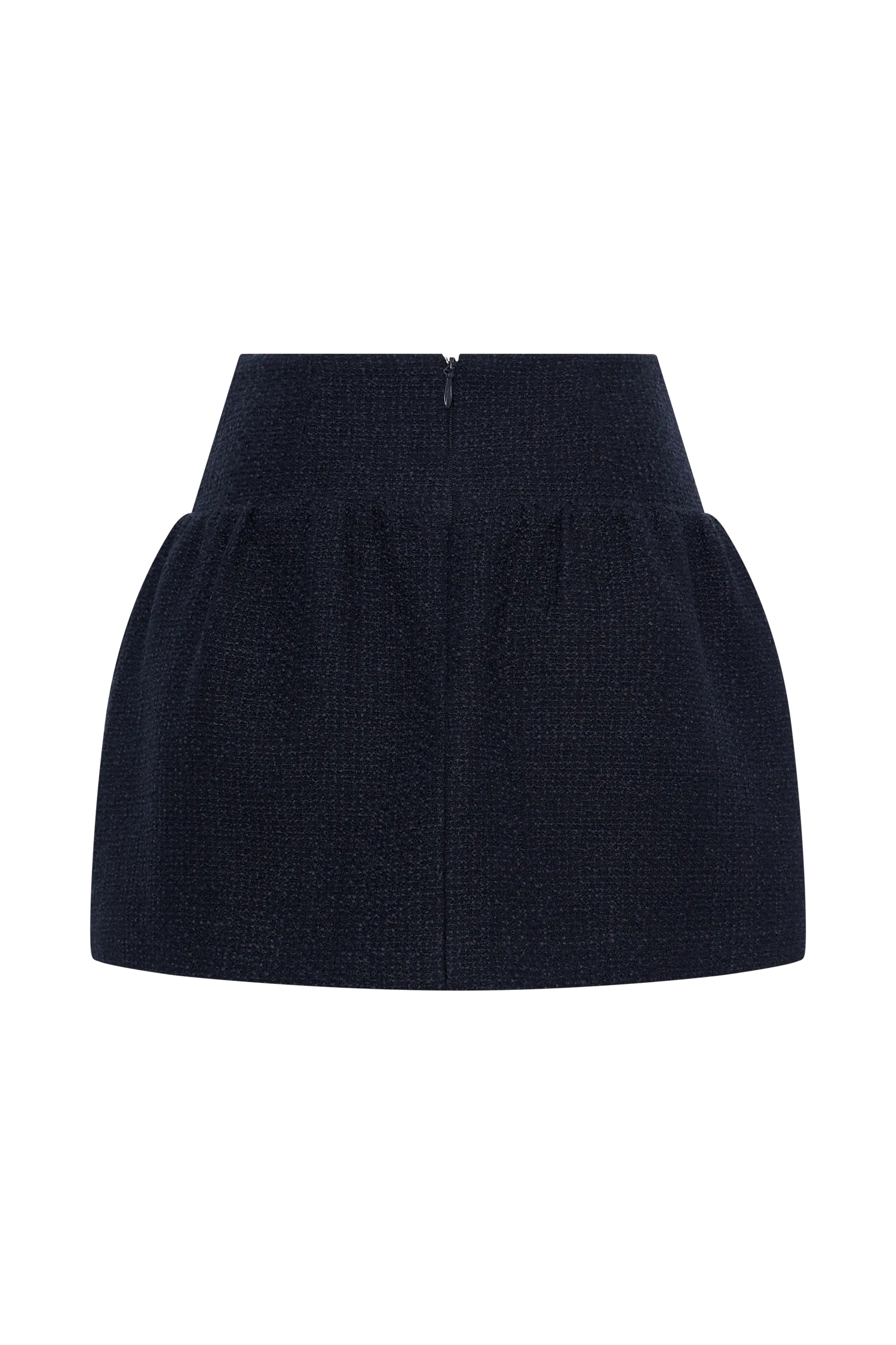 Cyrus Gathered Boucle Mini Skirt - Navy