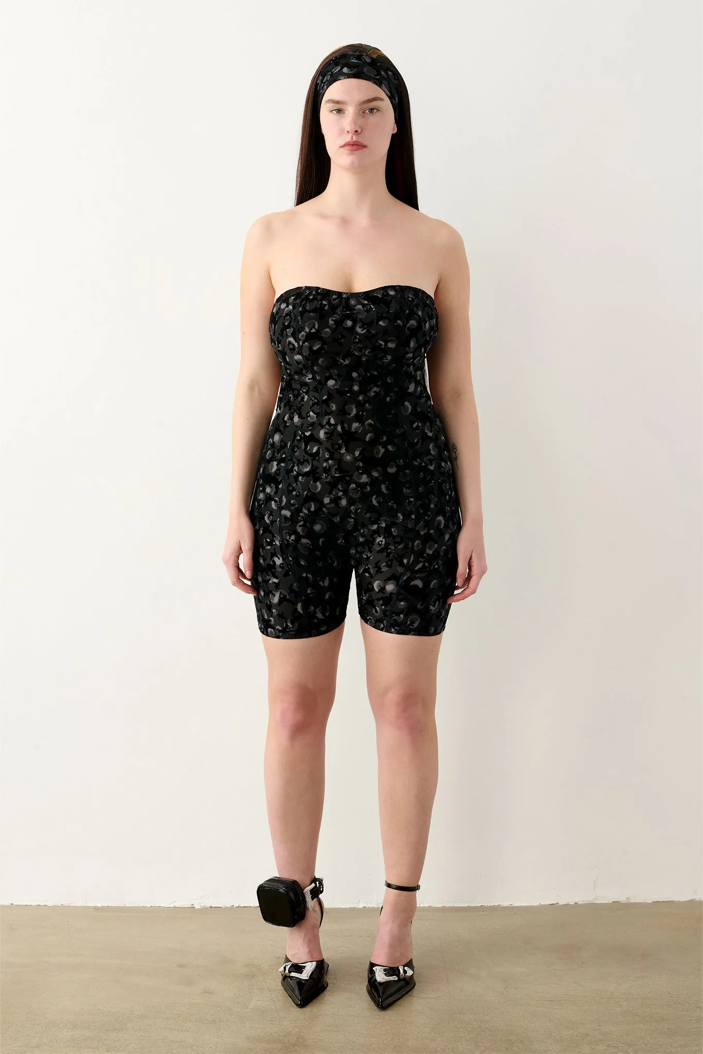 Darling Playsuit Black Leopard Print