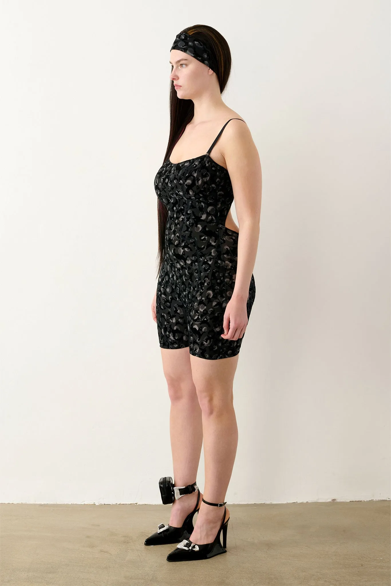 Darling Playsuit Black Leopard Print