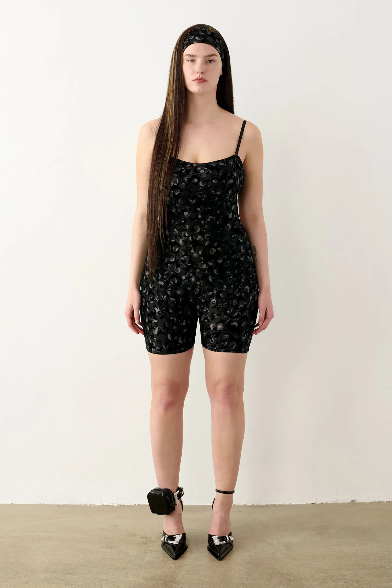 Darling Playsuit Black Leopard Print