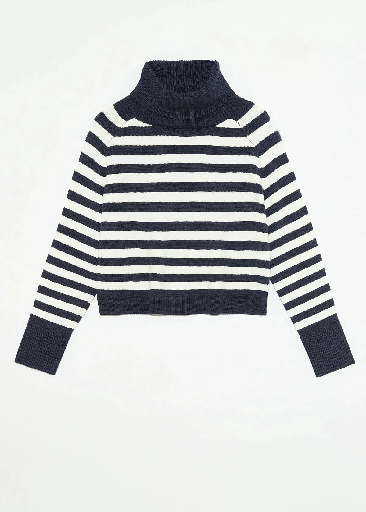 DELUC PUGLIESE STRIPED TURTLENECK SWEATER - STRIPED NAVY/CREAM