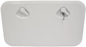 DELUXE MODEL OPENING STORAGE HATCHES - SIZE C, WHITE, FLUSH TYPE WITH KEY LOCK