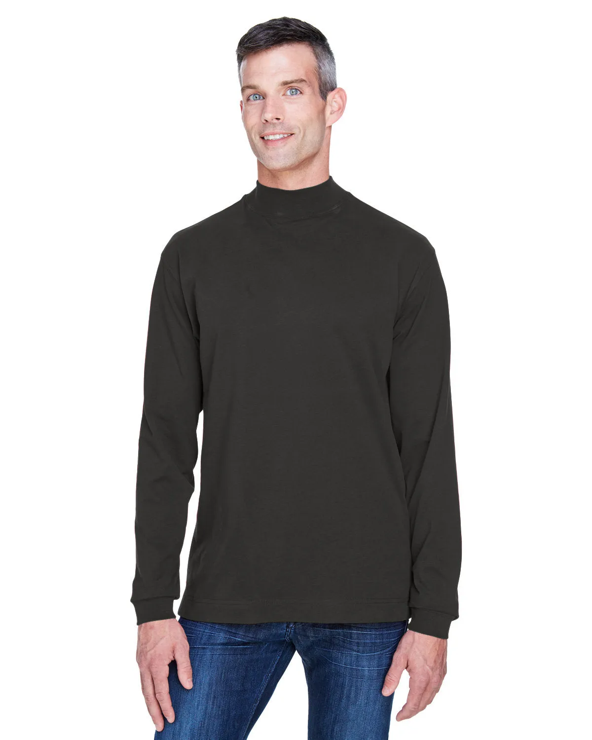 Devon & Jones Adult Sueded Cotton Jersey Mock Turtleneck D420