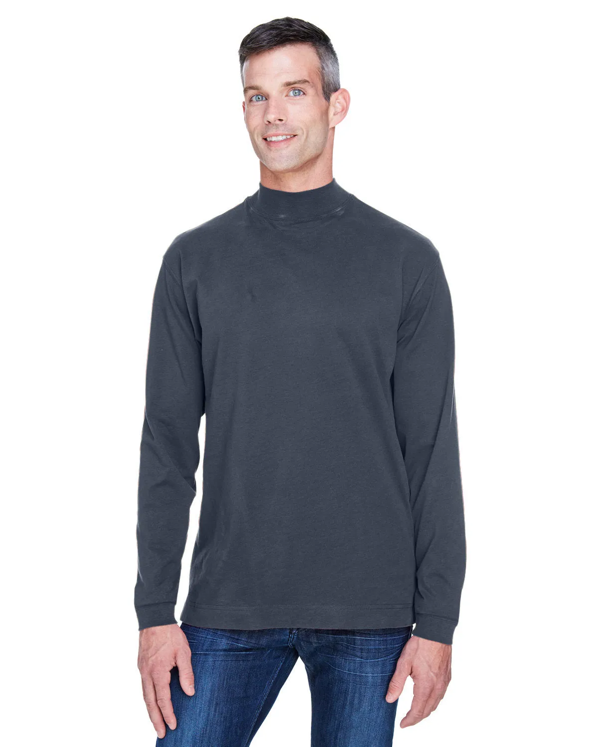 Devon & Jones Adult Sueded Cotton Jersey Mock Turtleneck D420