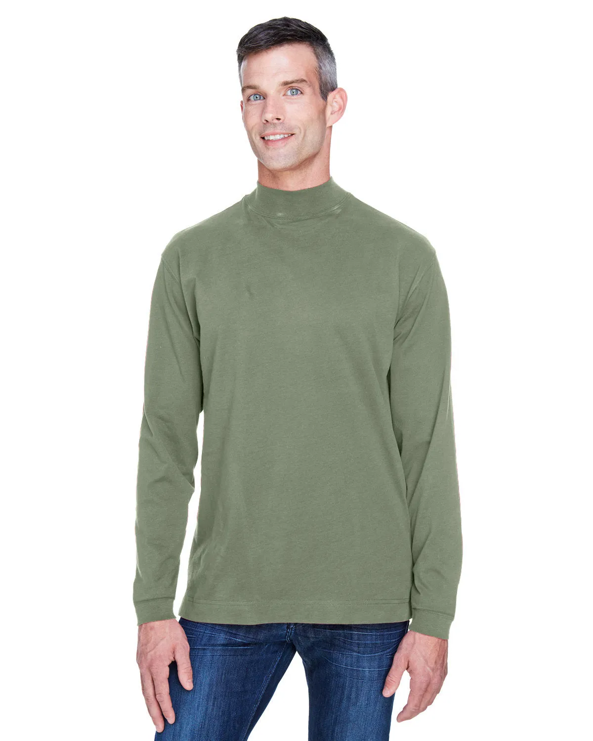 Devon & Jones Adult Sueded Cotton Jersey Mock Turtleneck D420