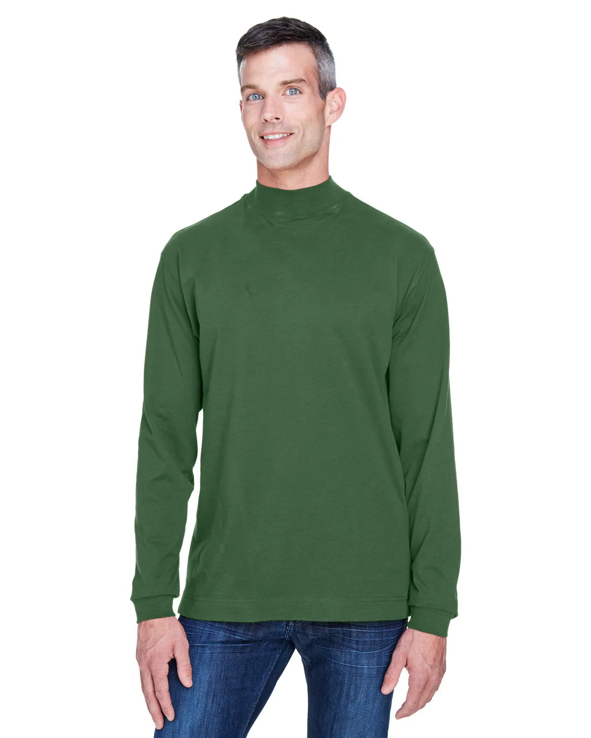 Devon & Jones Adult Sueded Cotton Jersey Mock Turtleneck D420