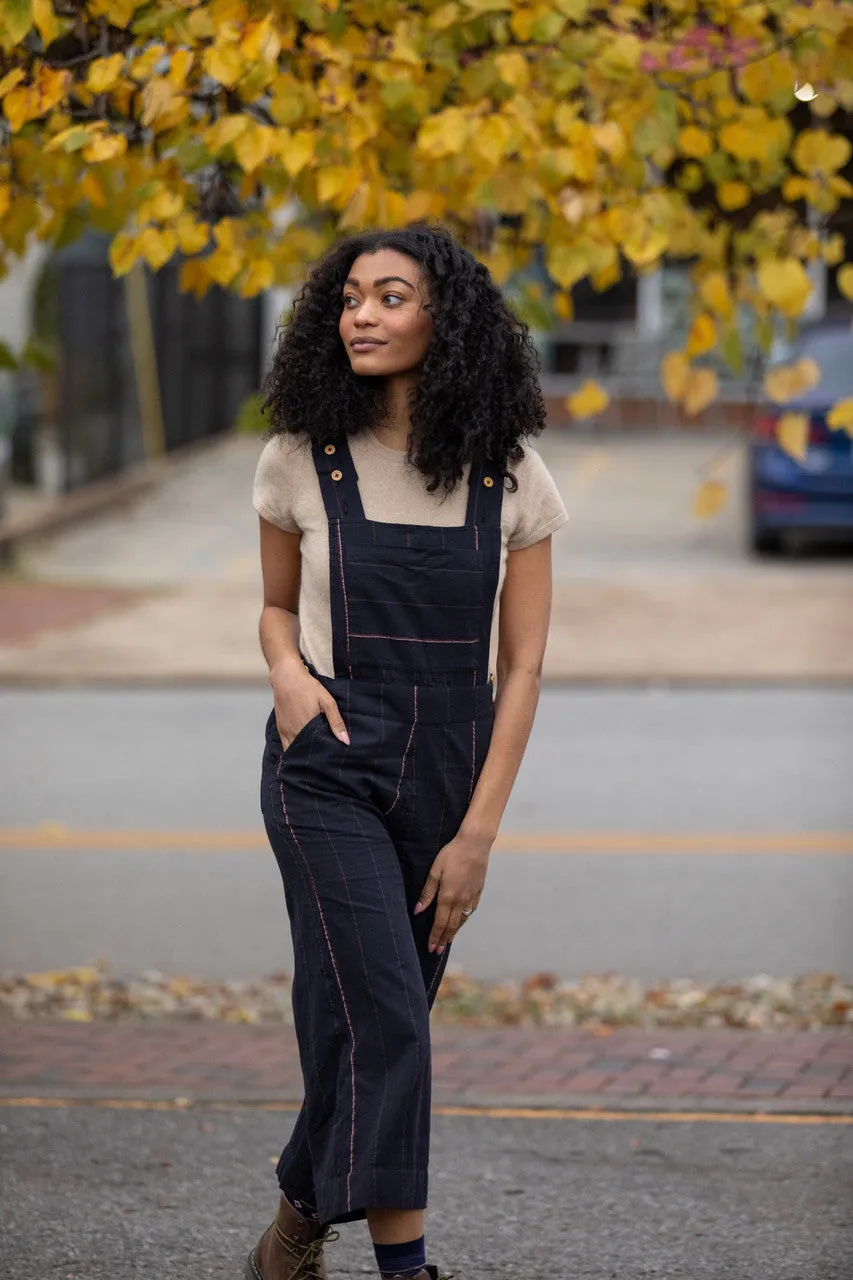 Dilsi Handwoven Cotton Overalls in Black and White - S and XL