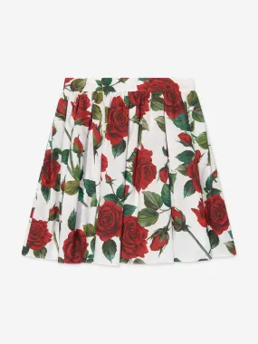 Dolce & Gabbana Girls Rose Print Skirt in White