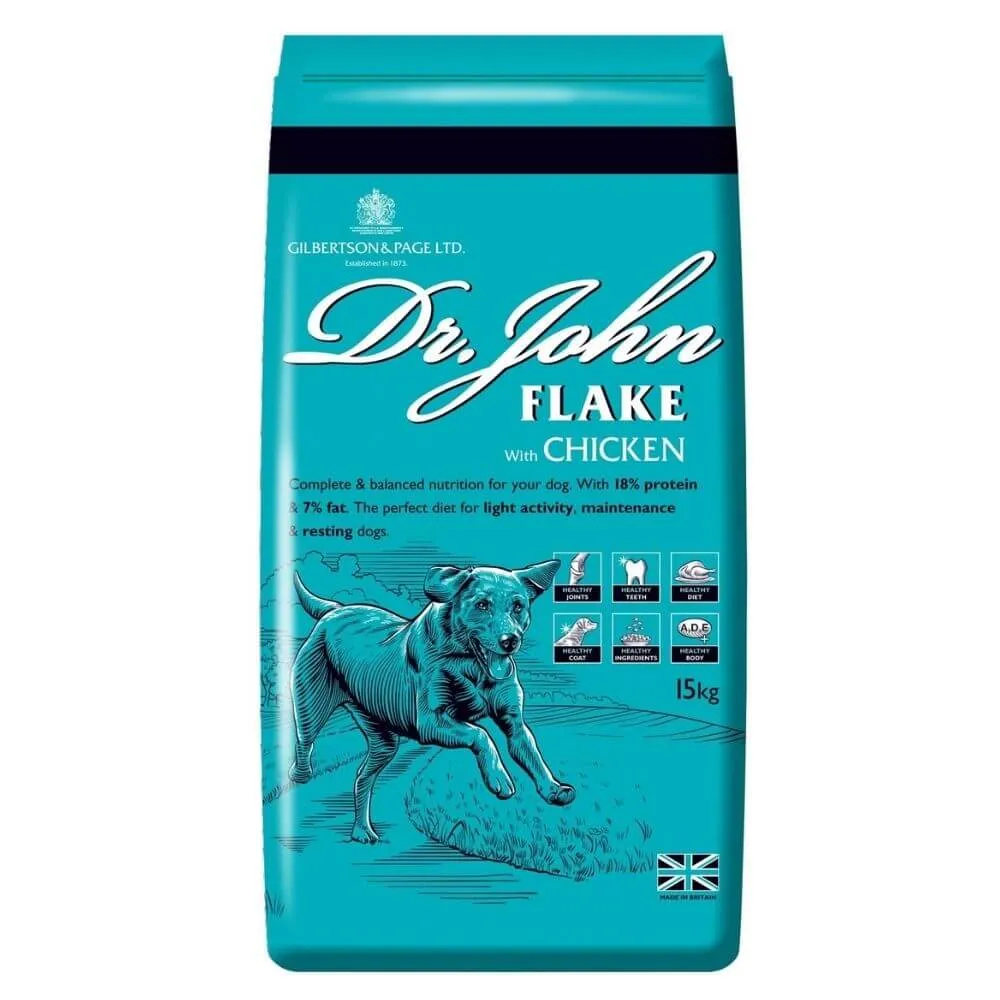 Dr John Complete Dry Dog Food Flake with Chicken 15kg