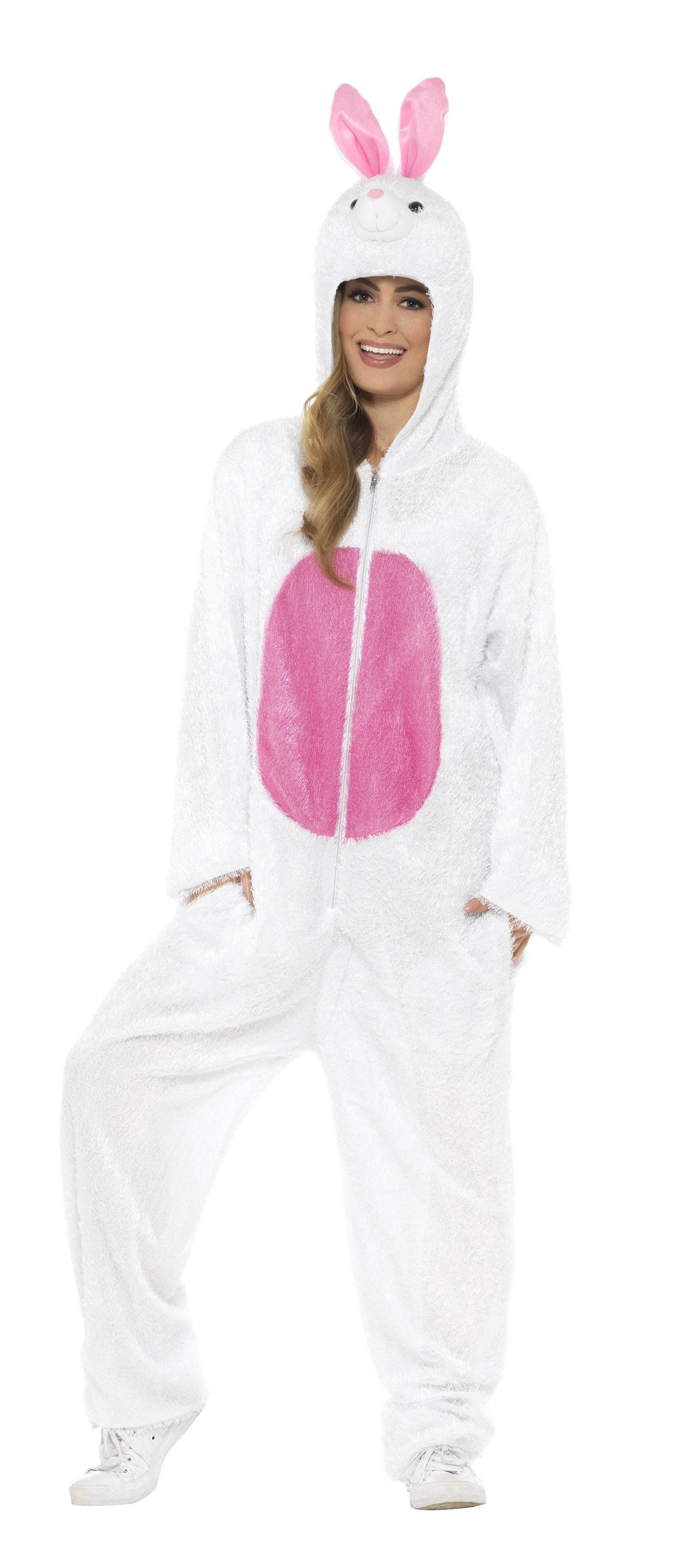 Easter Bunny Fancy Dress Adult White Rabbit Animal Costume Jumpsuit