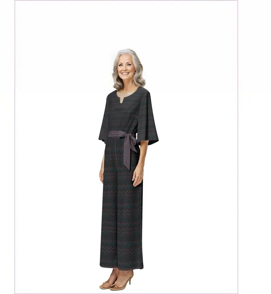 Easy Days Dark Dolman Sleeve Belted Wide Leg Jumpsuit