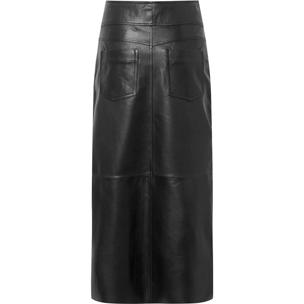 Elina underknee lenght leather pencilskirt / 51112 - Black (Nero)