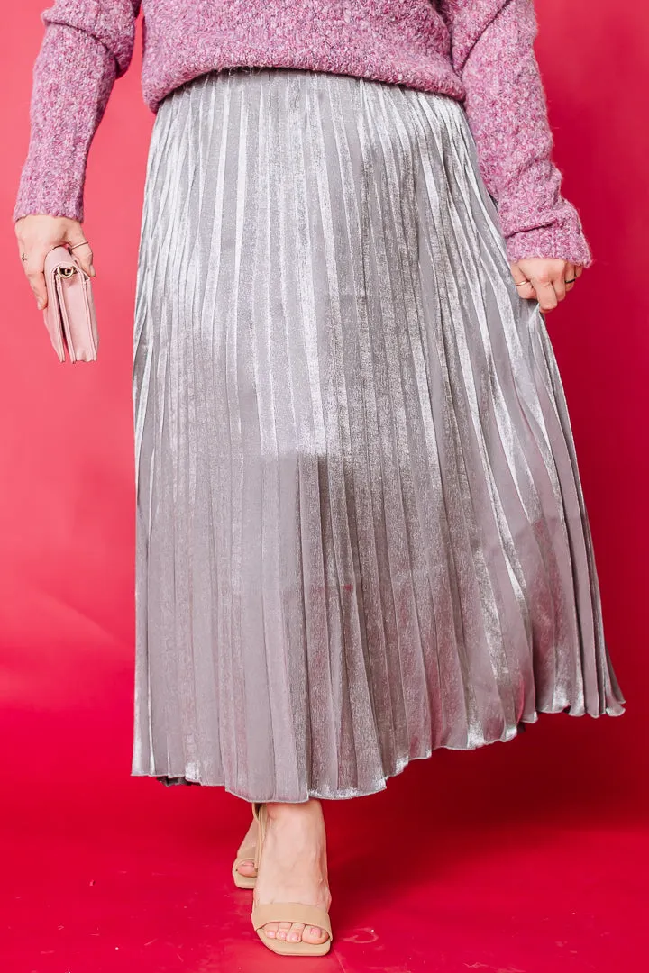 Embracing Elegance Metallic Midi Skirt