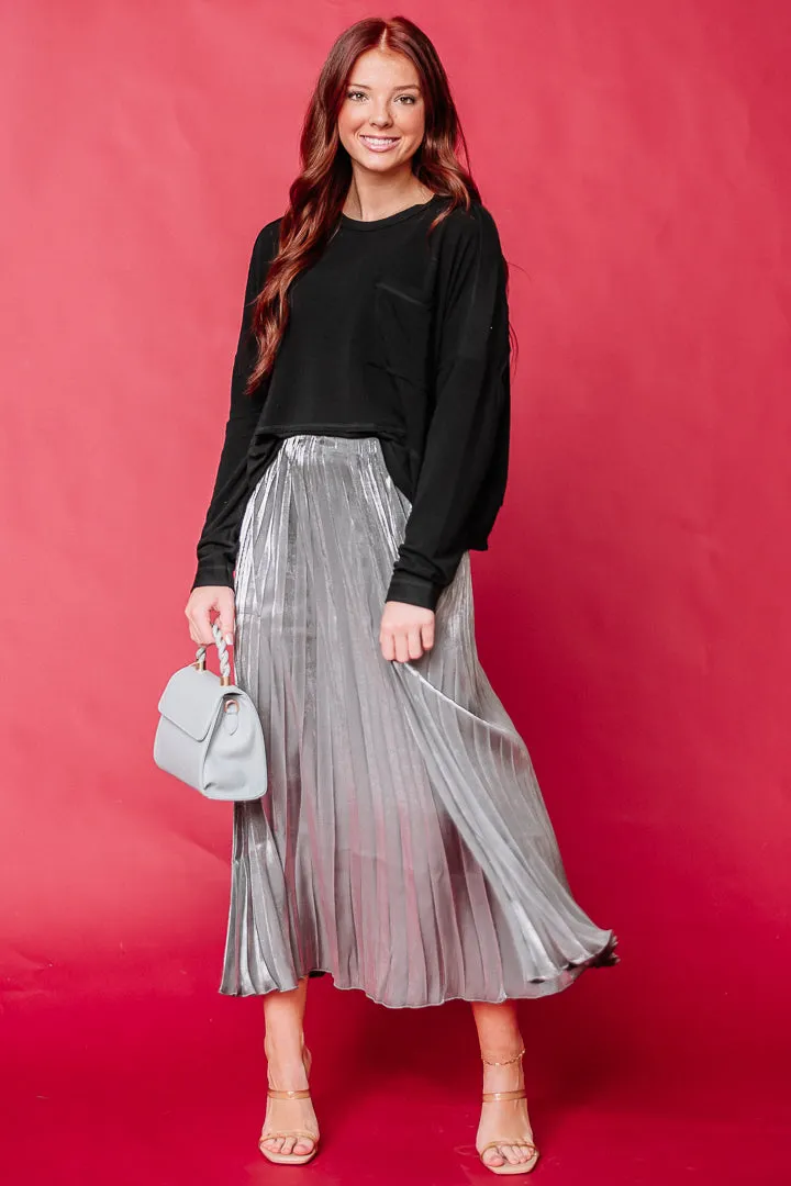 Embracing Elegance Metallic Midi Skirt