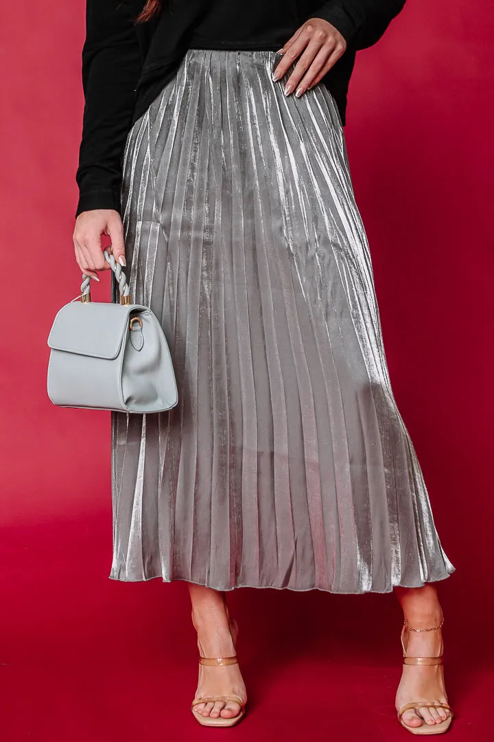 Embracing Elegance Metallic Midi Skirt