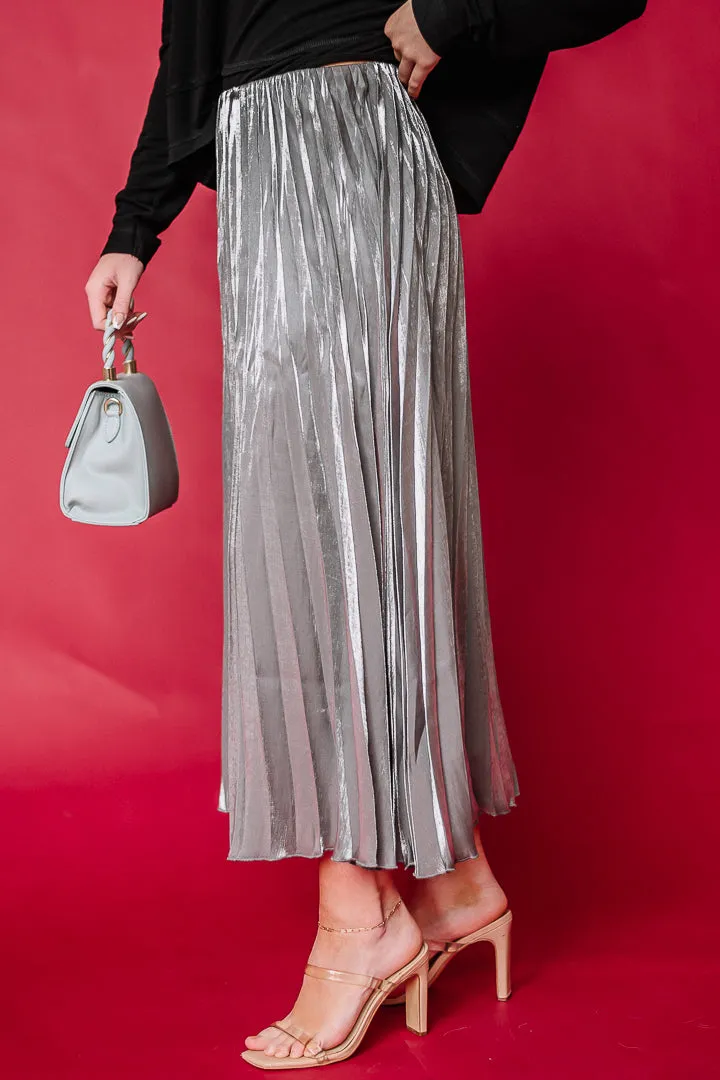 Embracing Elegance Metallic Midi Skirt