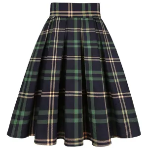 England Style School Skirts Women Summer High Waist Korean Pleated Plaid Printed Girls Retro Vintage Ladies 40s 50s Mini Skirts