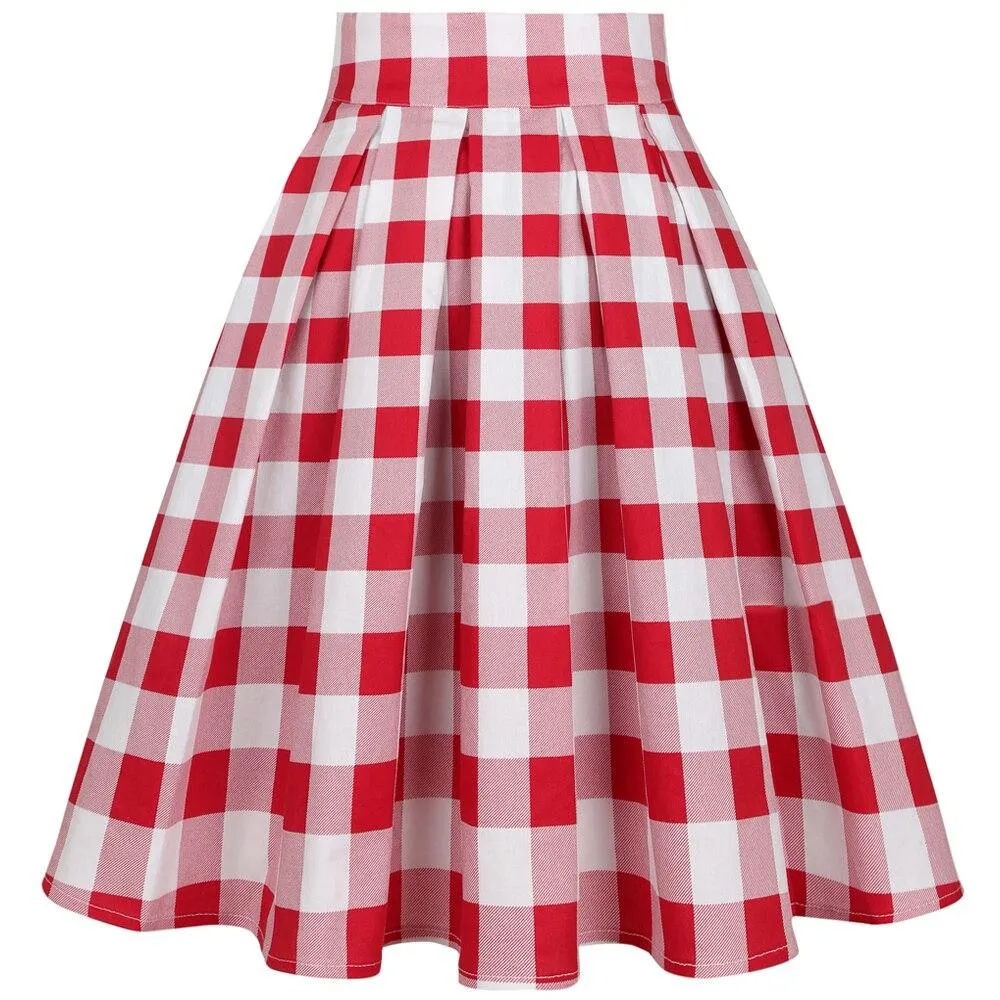 England Style School Skirts Women Summer High Waist Korean Pleated Plaid Printed Girls Retro Vintage Ladies 40s 50s Mini Skirts