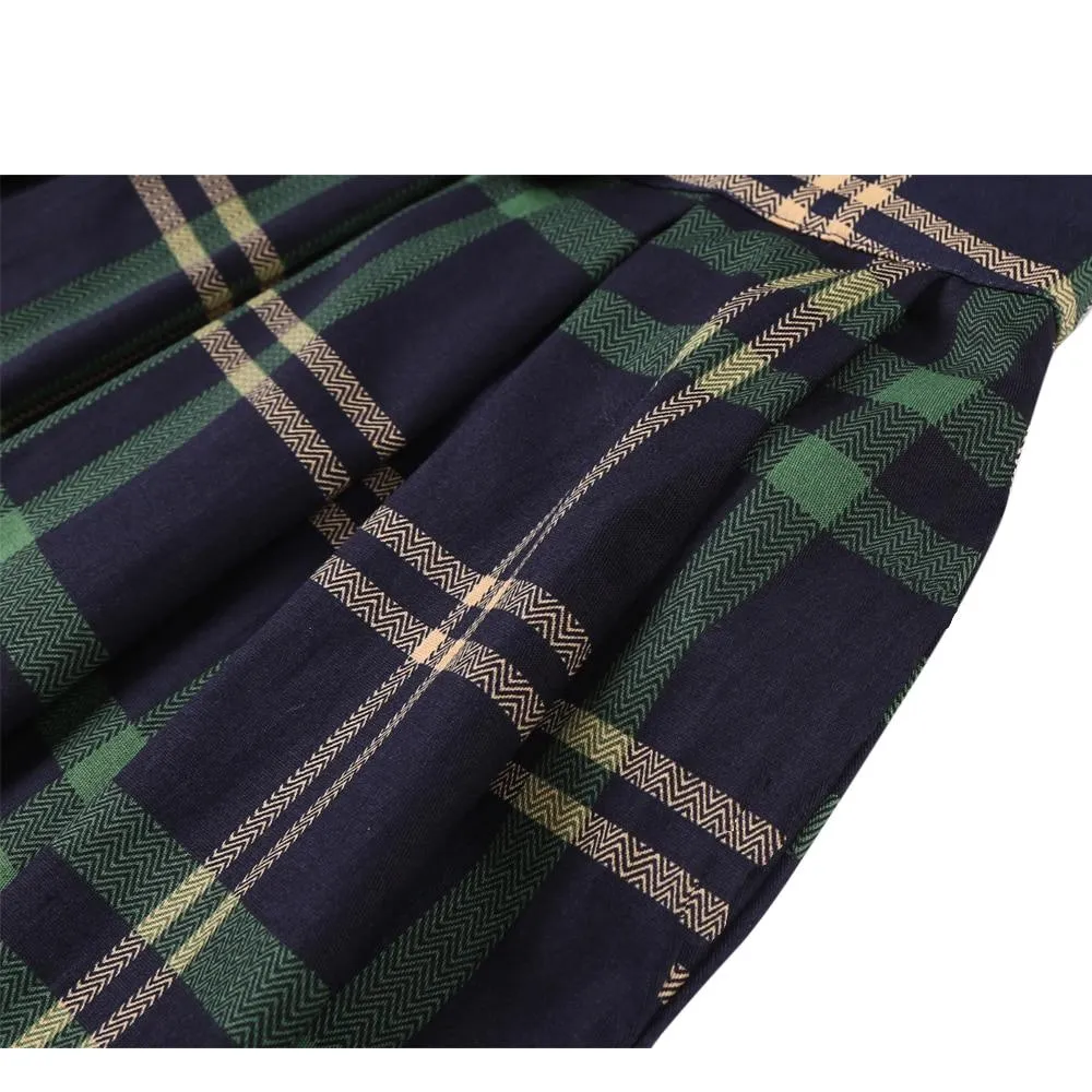 England Style School Skirts Women Summer High Waist Korean Pleated Plaid Printed Girls Retro Vintage Ladies 40s 50s Mini Skirts