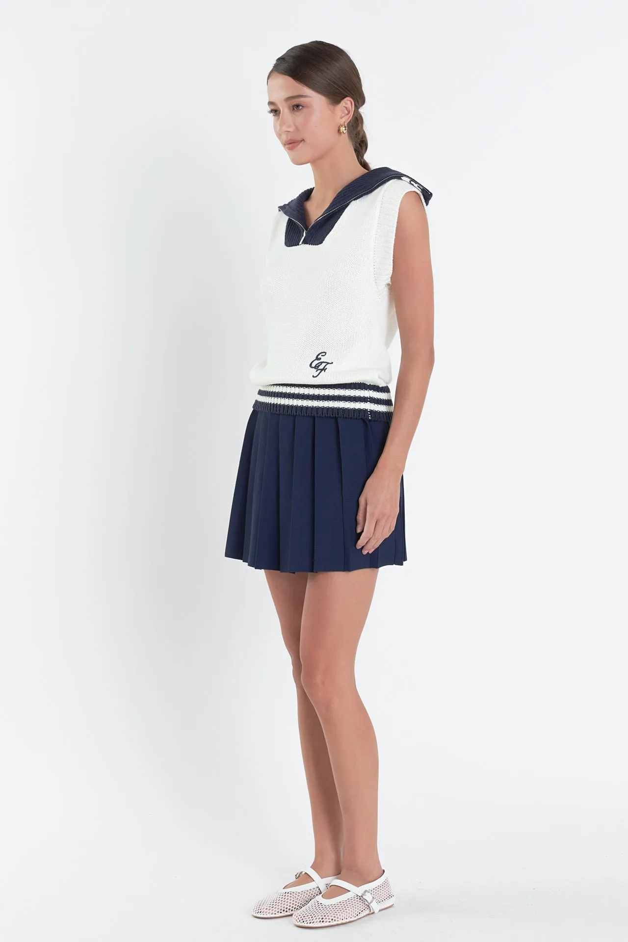 English Factory - Pleated Mini Knit Skirt