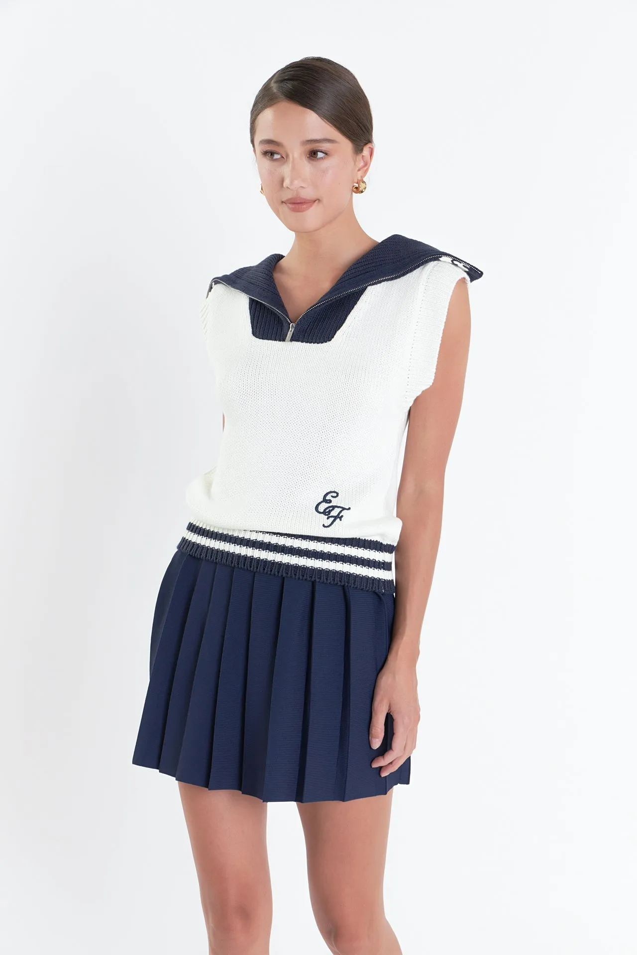 English Factory - Pleated Mini Knit Skirt