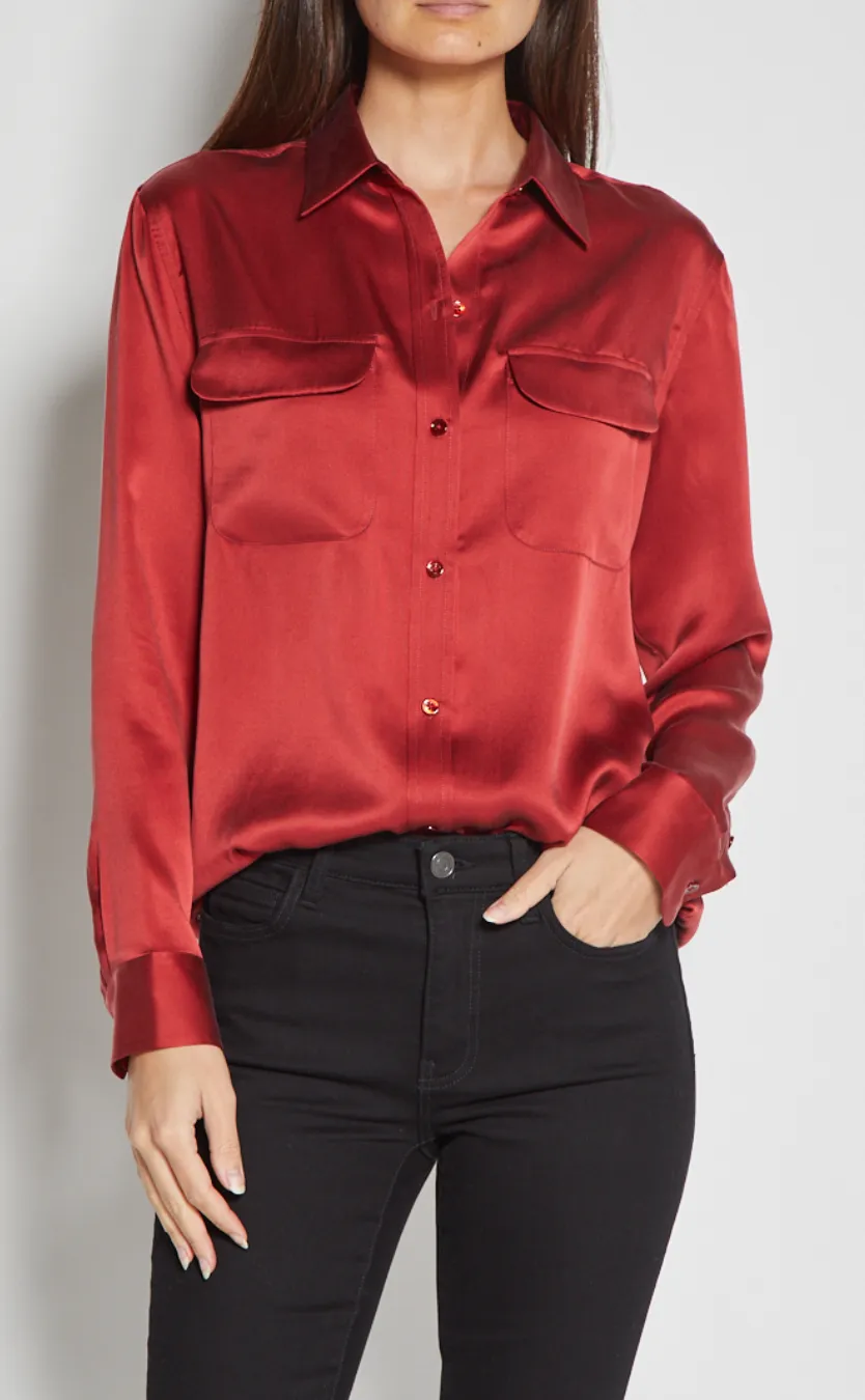 Equipment Signature Blouse Red Dahlia