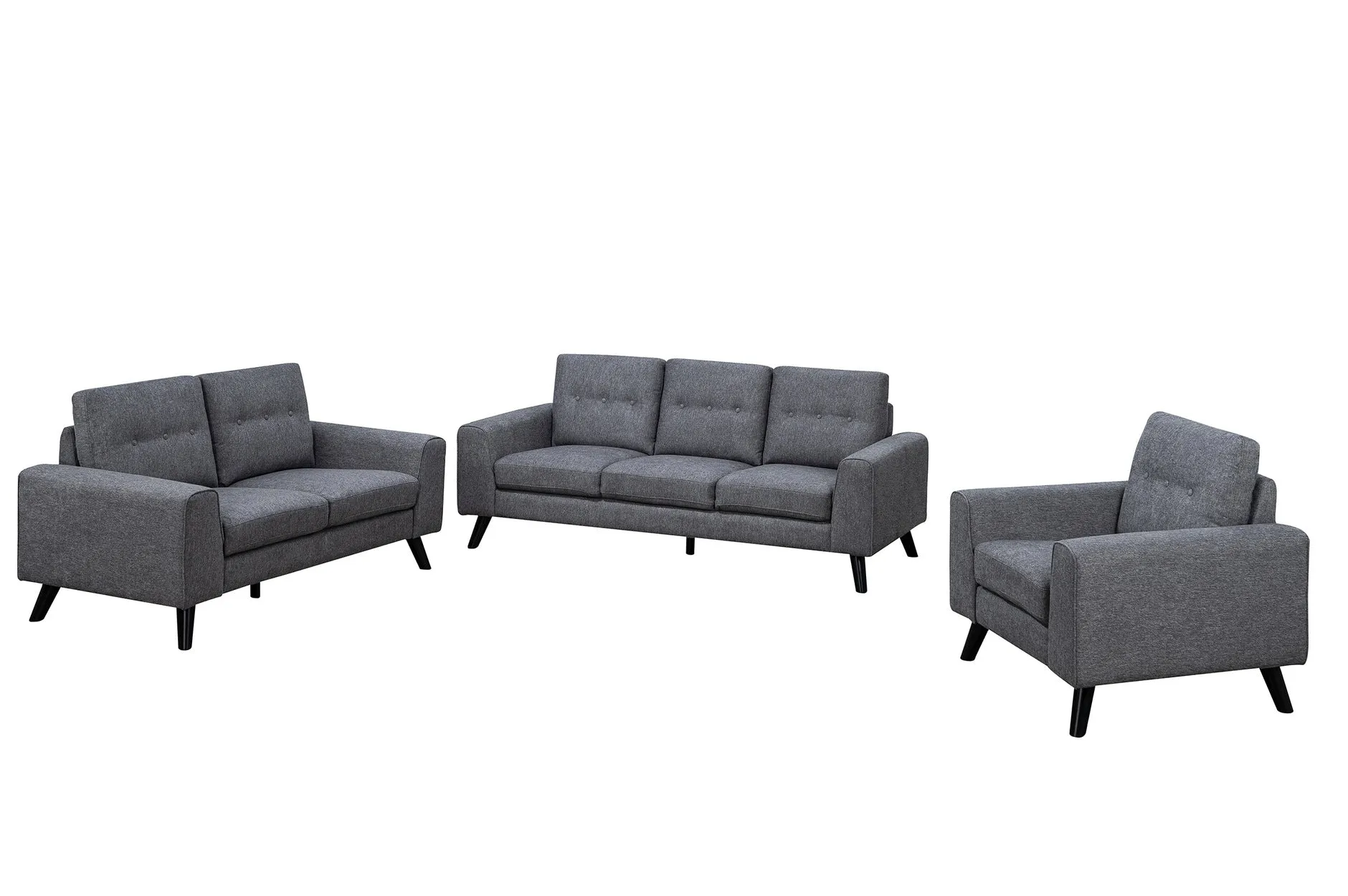 Evelyn Mid-Century Grey Living Set