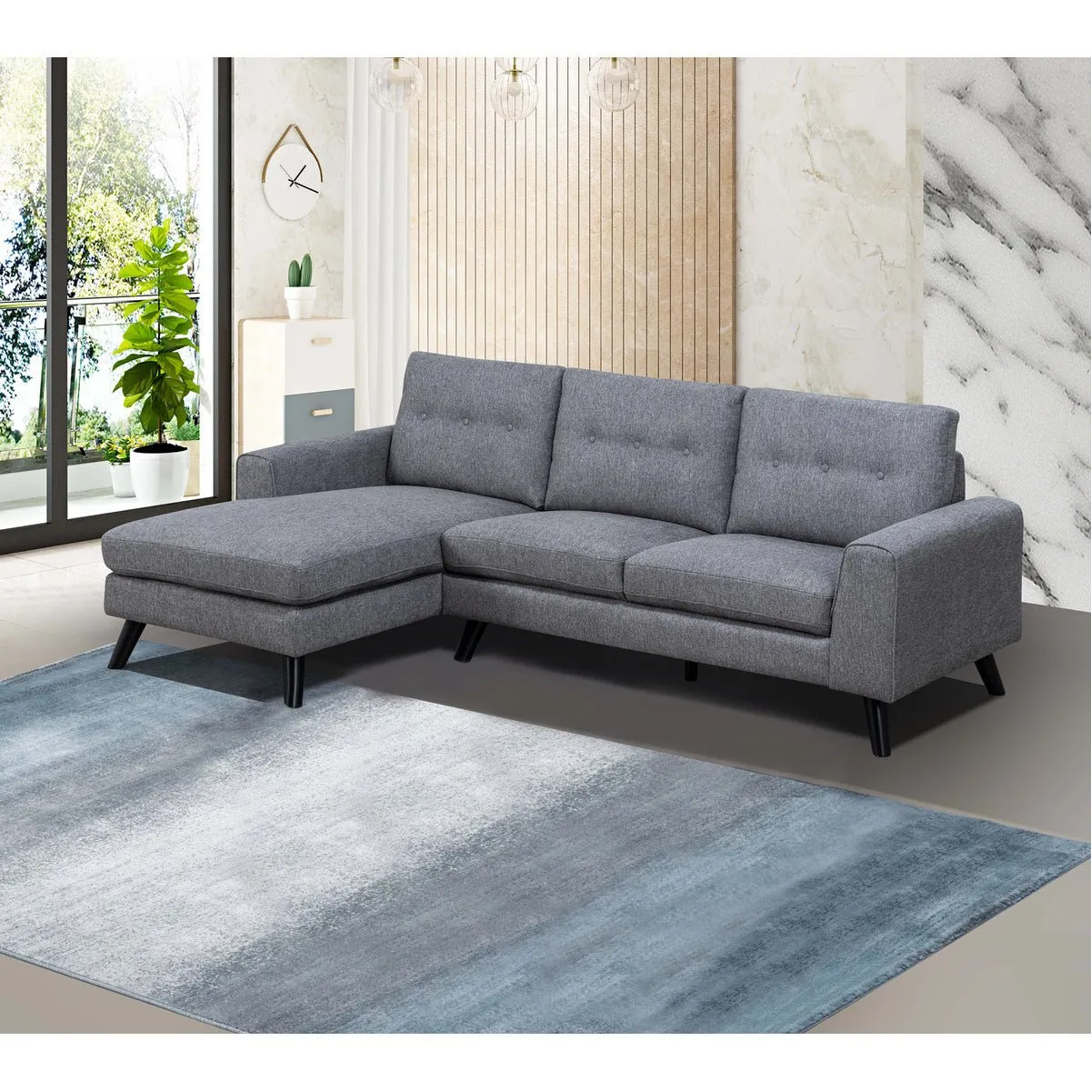 Evelyn Mid-Century Grey Sectional with Left Side Chaise