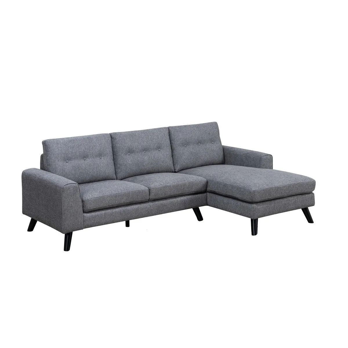 Evelyn Mid-Century Grey Sectional with Right Side Chaise