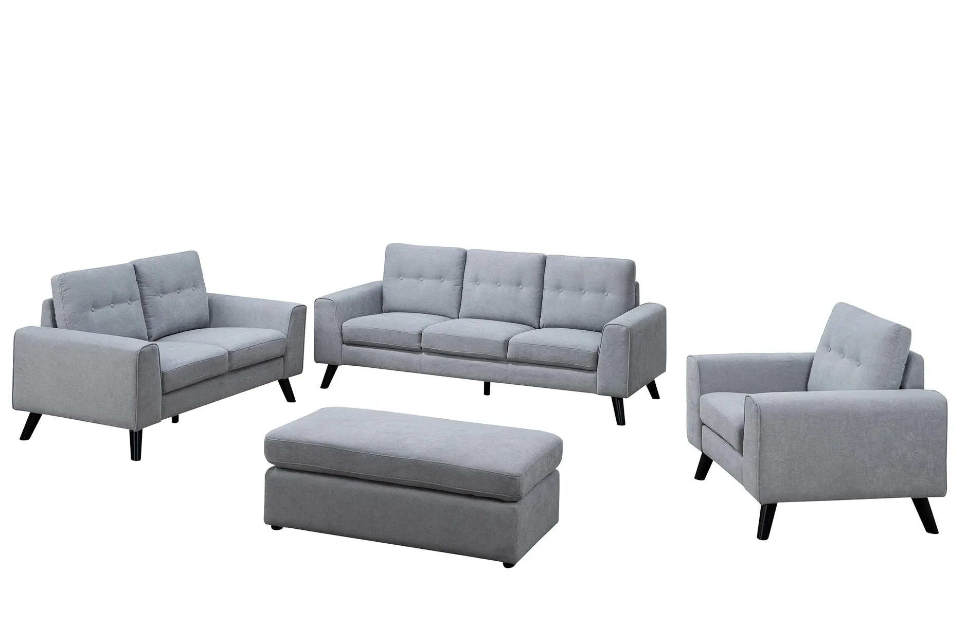 Evelyn Mid-Century Light Grey Living Set