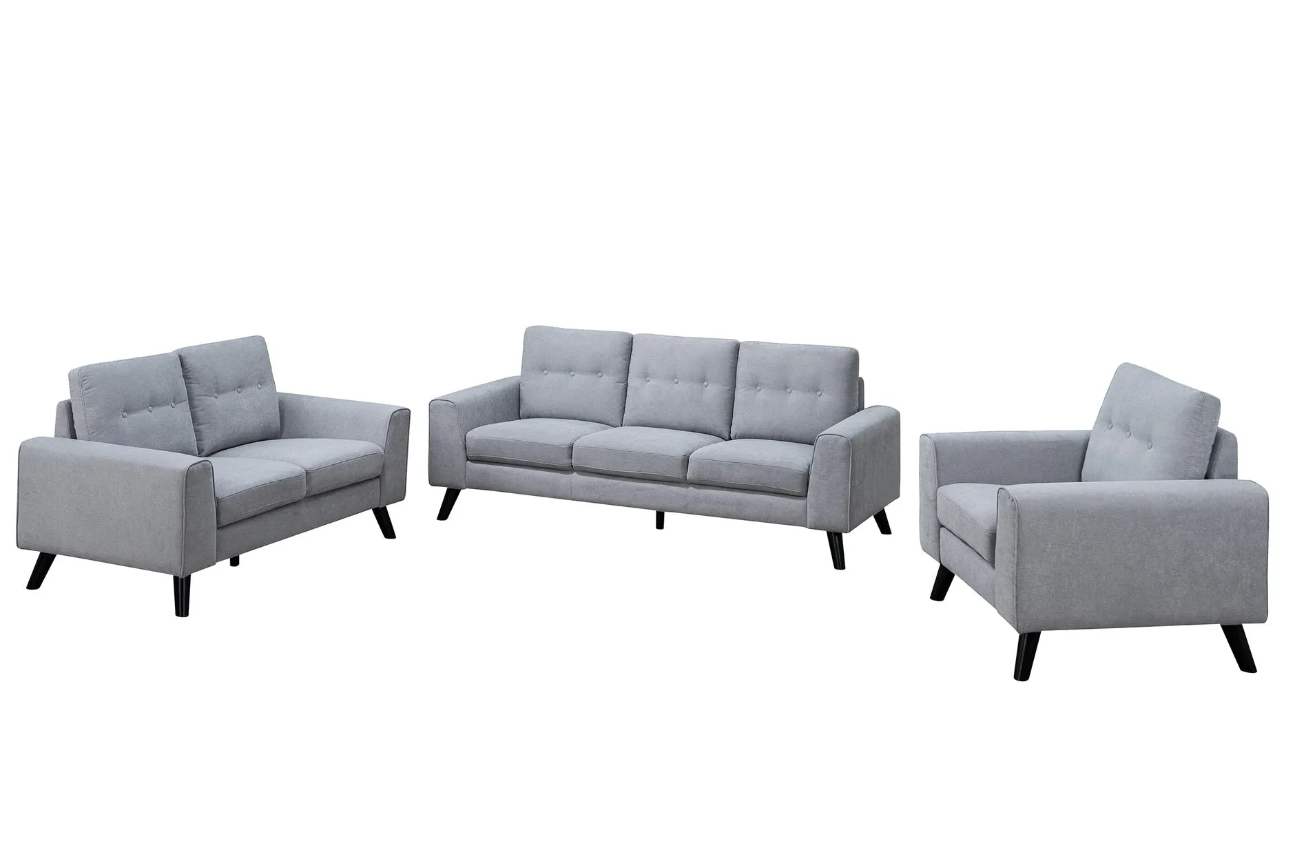 Evelyn Mid-Century Light Grey Living Set