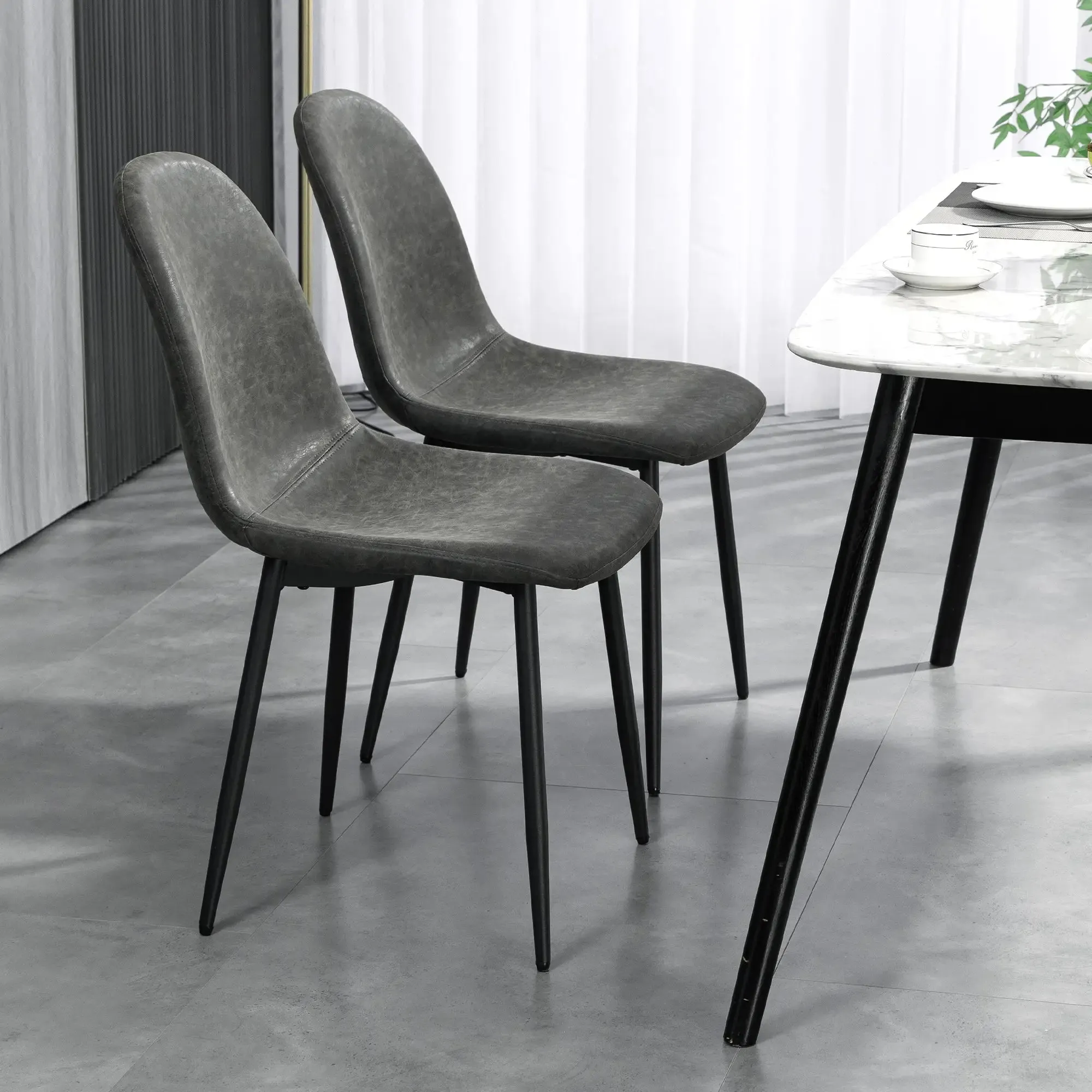 Faux Leather Upholstered Retro Dining Chairs (Set of 4) - Available in 2 Colours