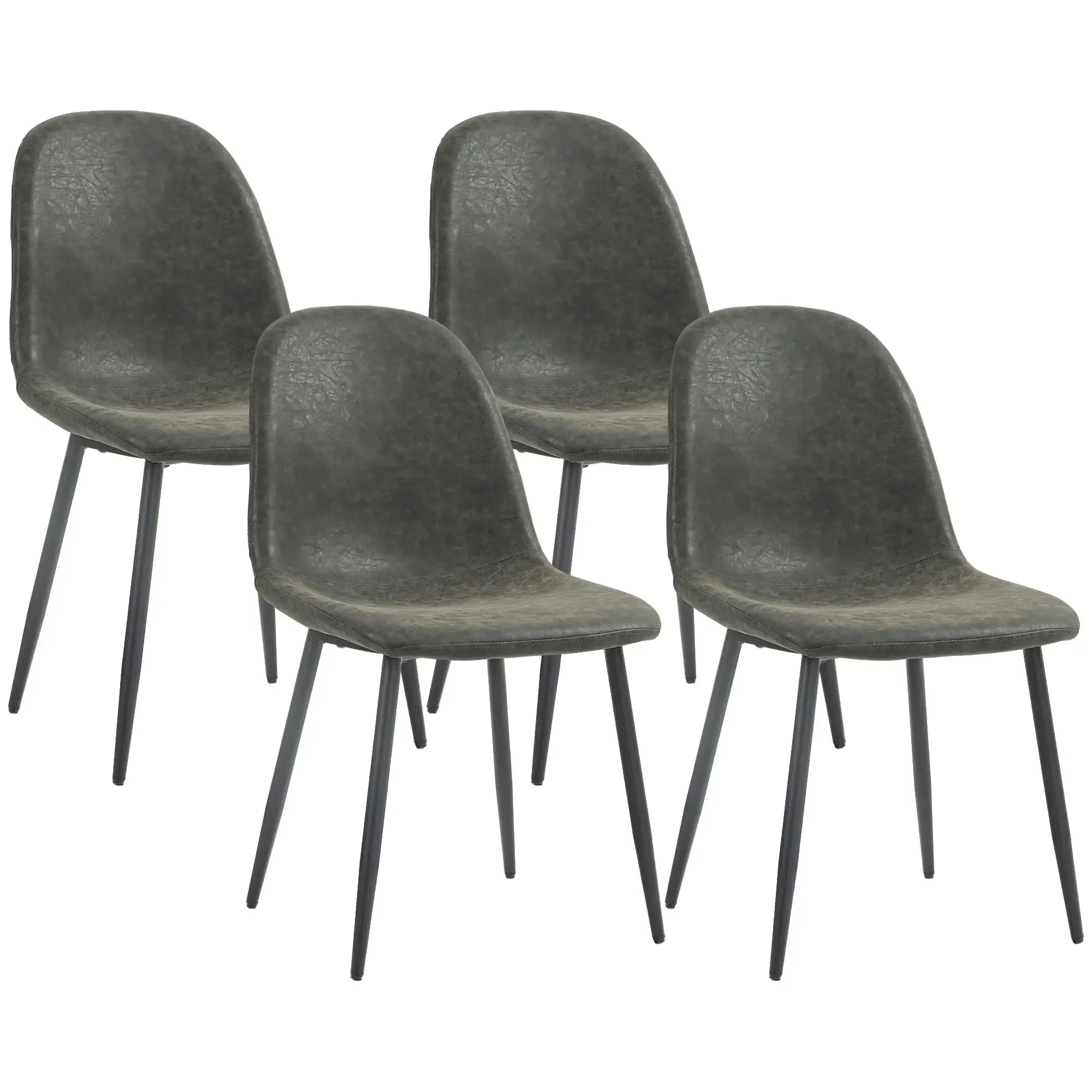 Faux Leather Upholstered Retro Dining Chairs (Set of 4) - Available in 2 Colours