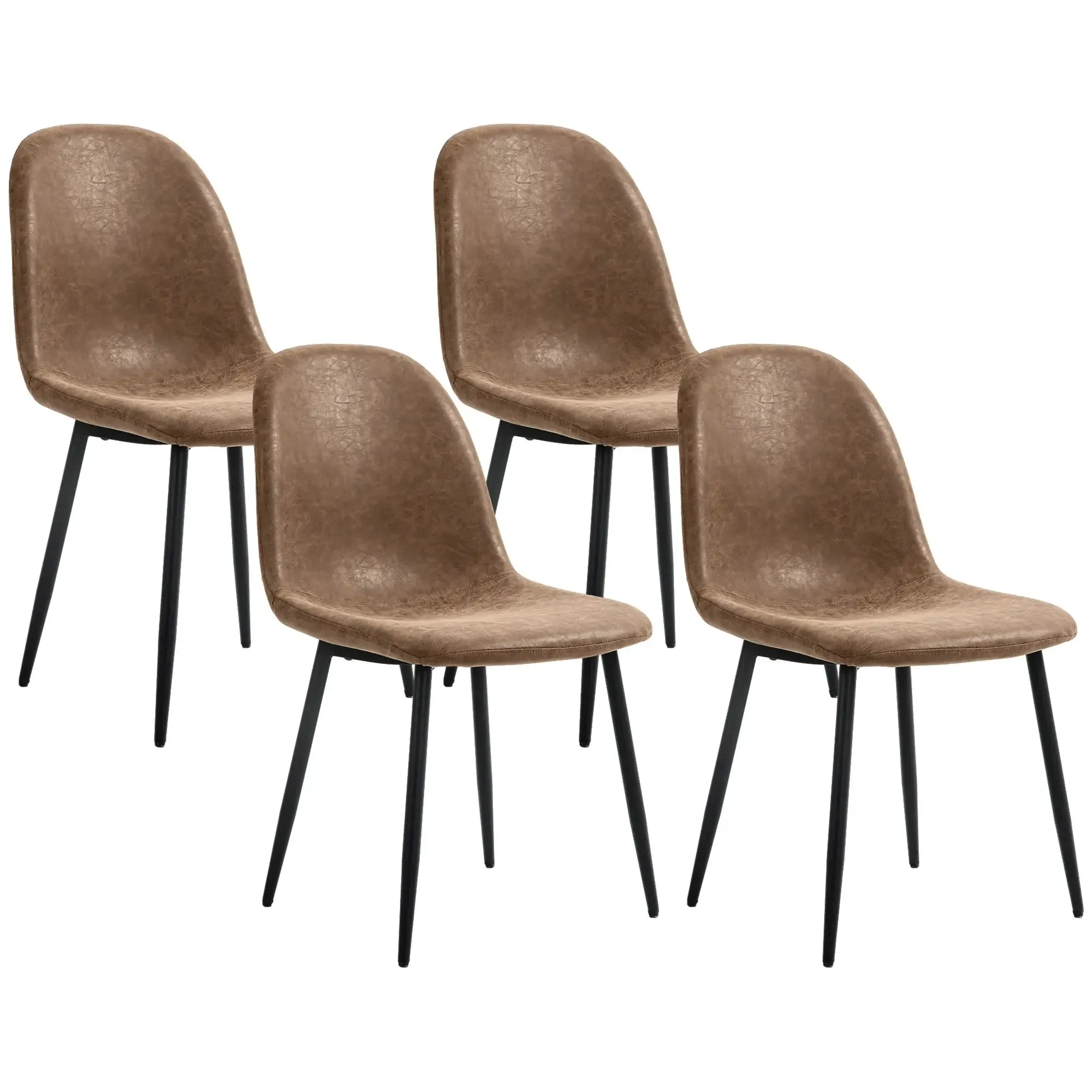 Faux Leather Upholstered Retro Dining Chairs (Set of 4) - Available in 2 Colours