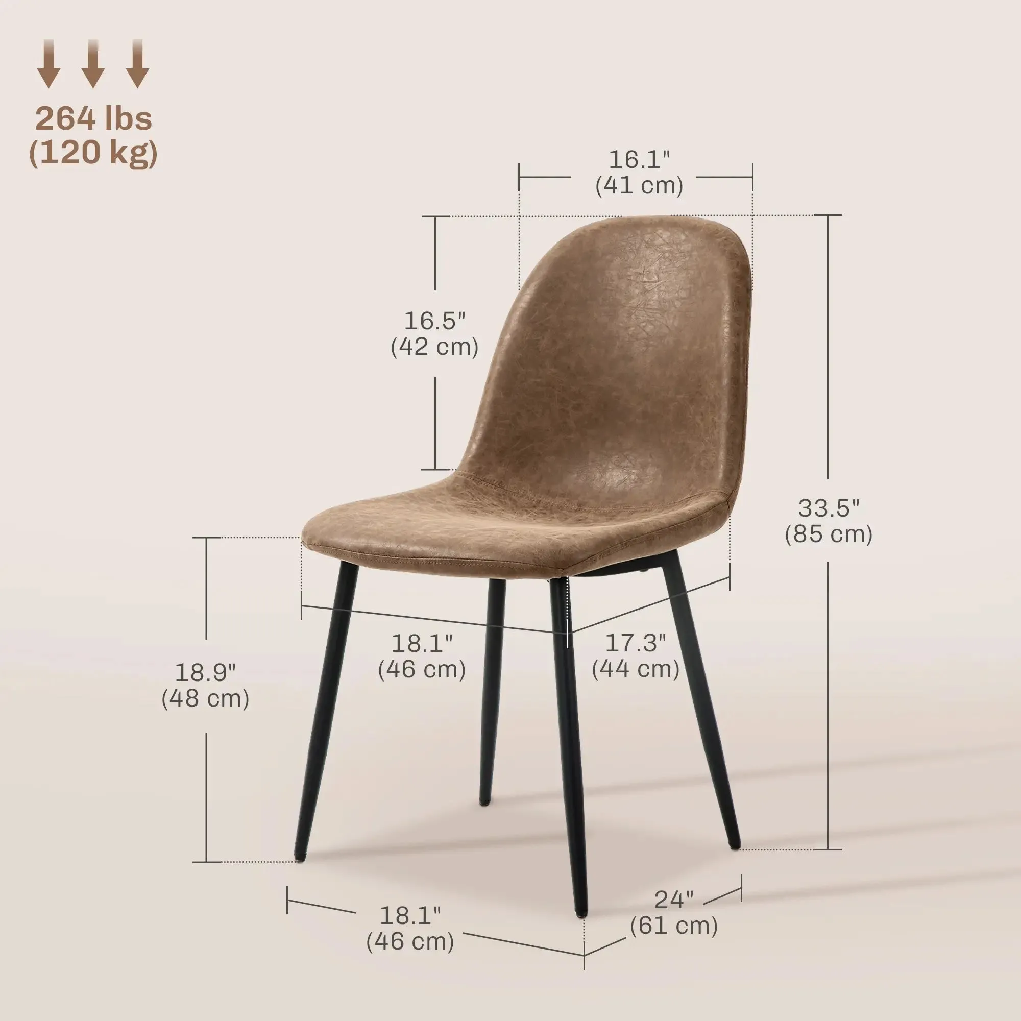 Faux Leather Upholstered Retro Dining Chairs (Set of 4) - Available in 2 Colours