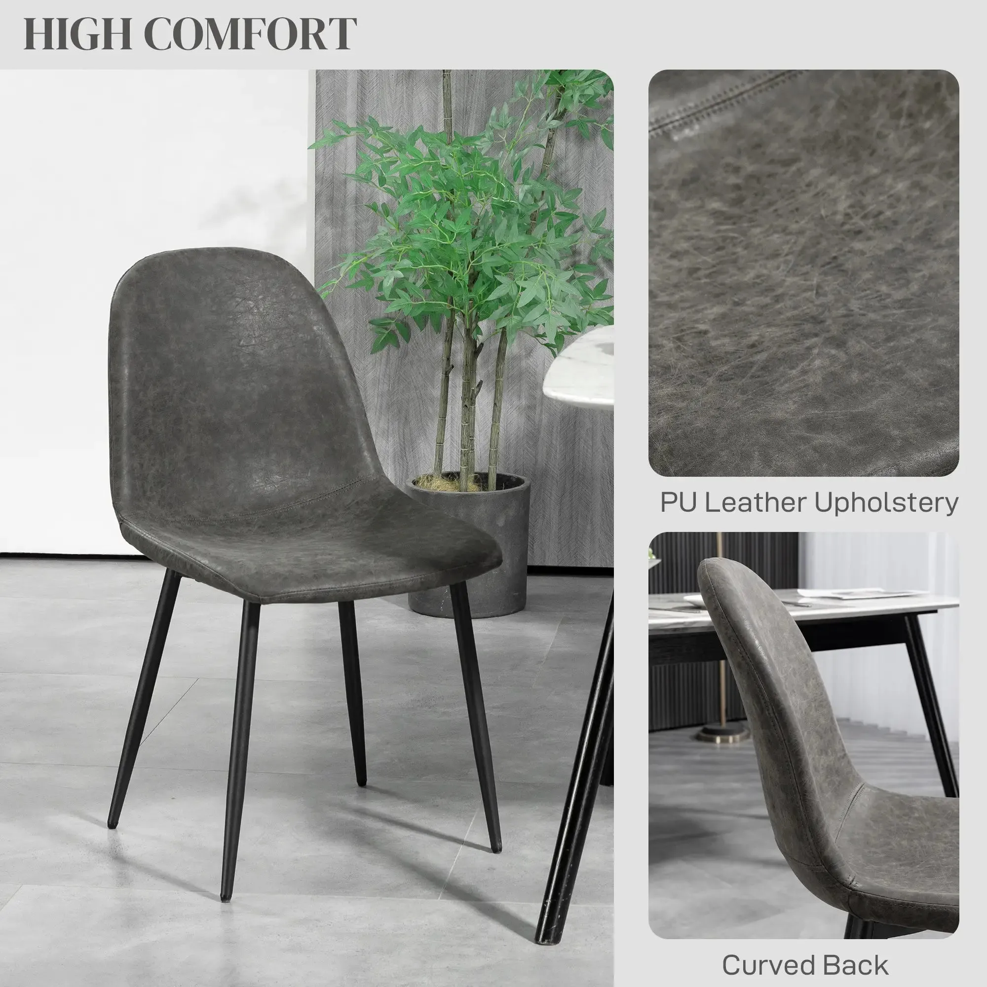 Faux Leather Upholstered Retro Dining Chairs (Set of 4) - Available in 2 Colours