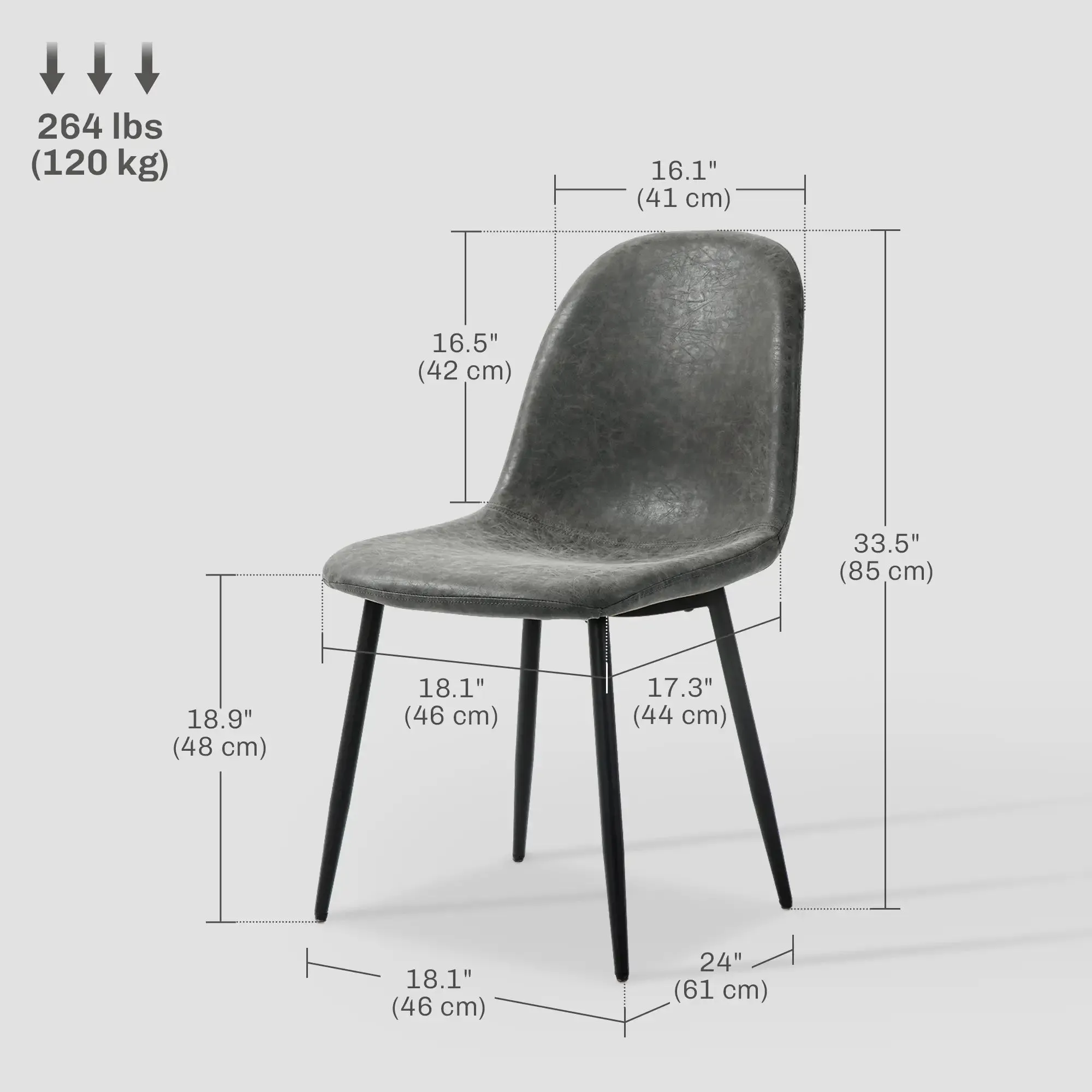 Faux Leather Upholstered Retro Dining Chairs (Set of 4) - Available in 2 Colours