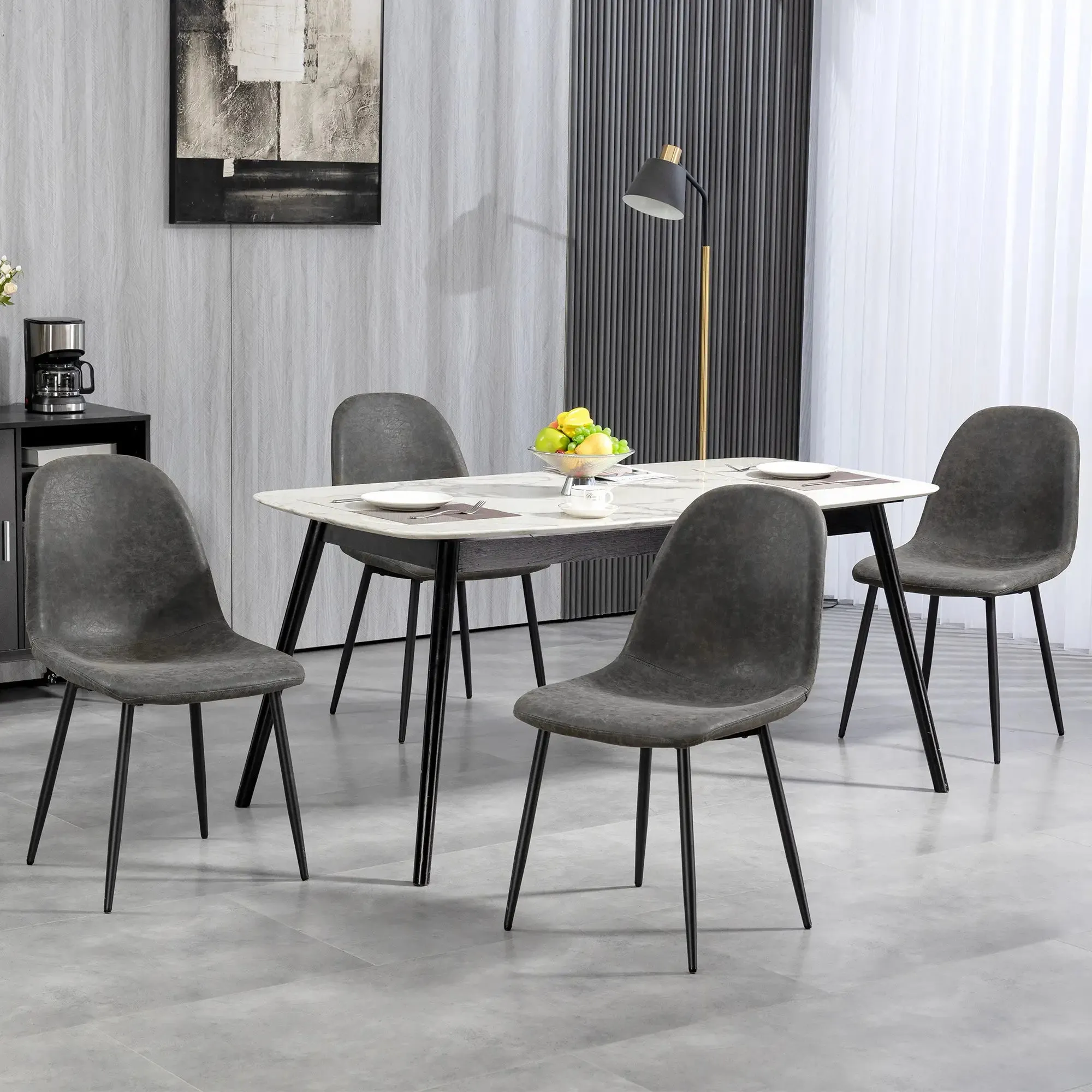 Faux Leather Upholstered Retro Dining Chairs (Set of 4) - Available in 2 Colours